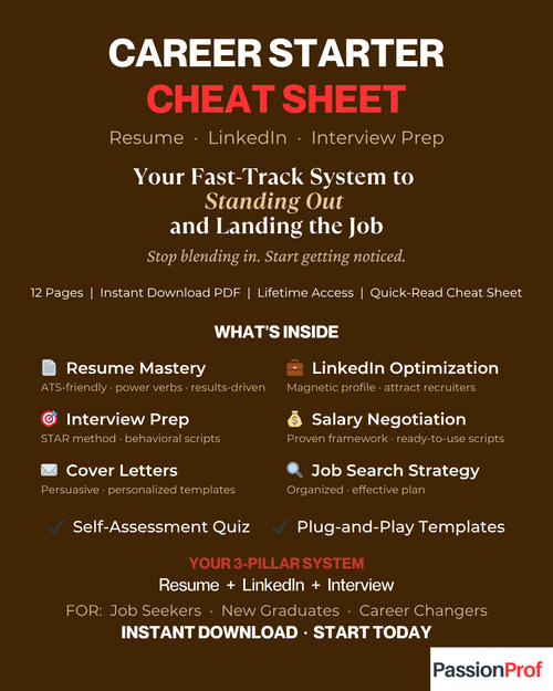 Career Starter Cheat Sheet: Resume, LinkedIn & Interview Prep